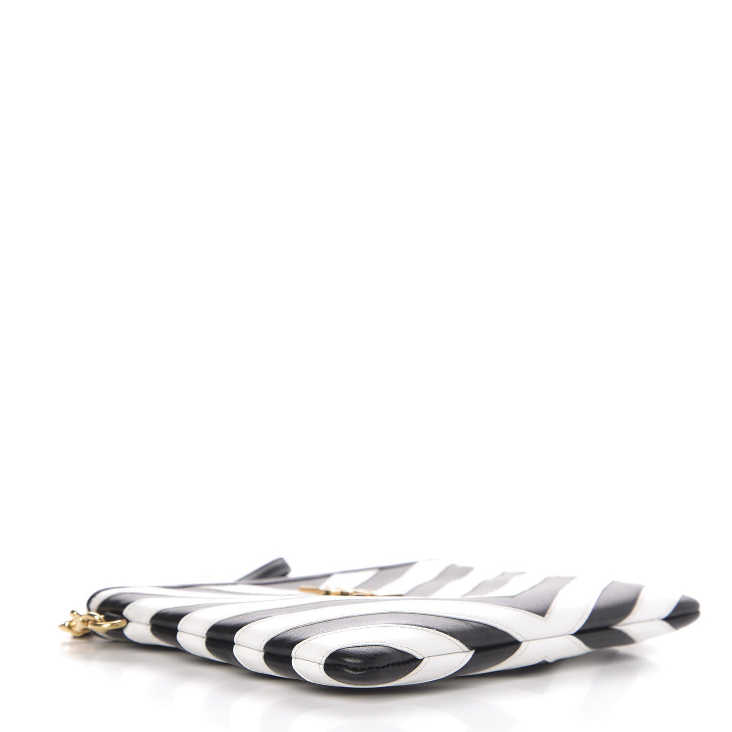 Calfskin Matelasse Chevron Monogram A5 Wristlet Black White