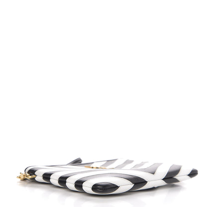 Saint Laurent Calfskin Matelasse Chevron Monogram A5 Wristlet Black White 4 of 8