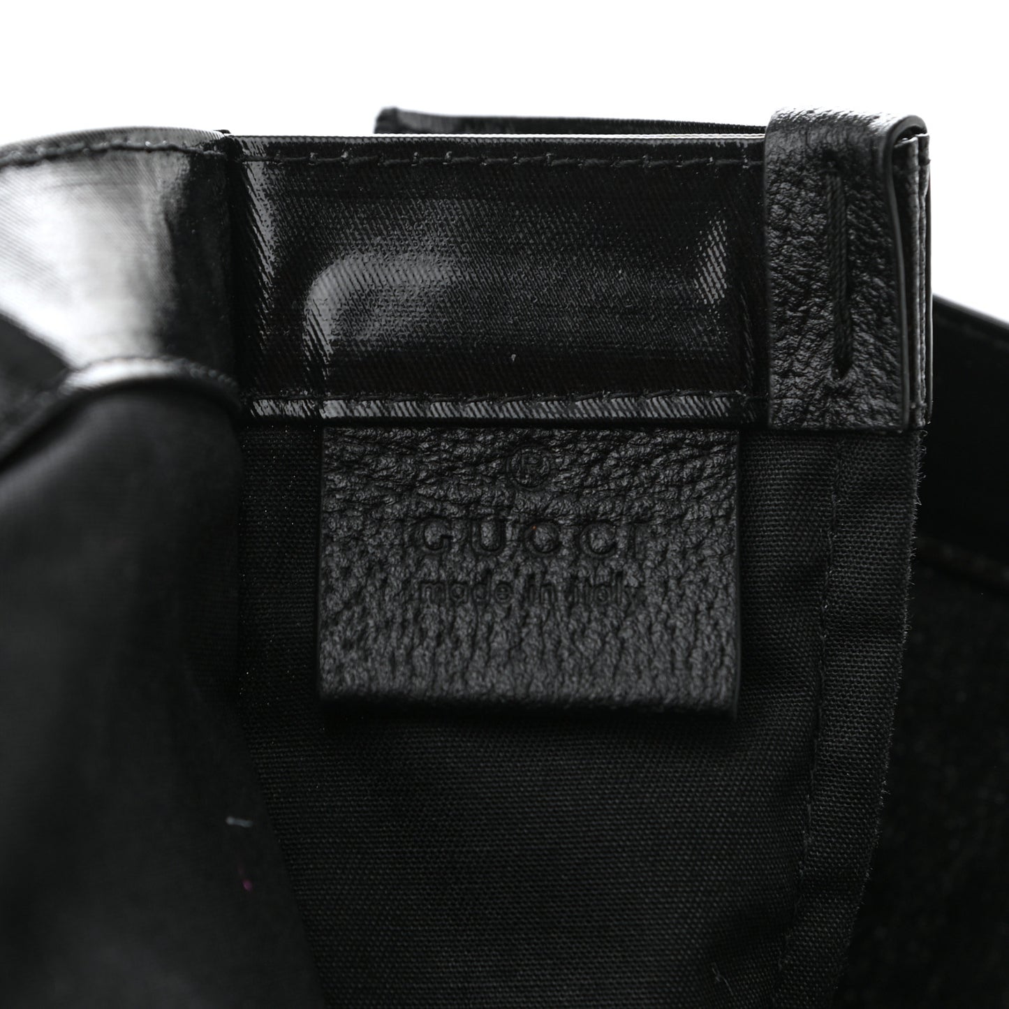 Patent Canvas Frame Logo Vertical Tote Black Crop