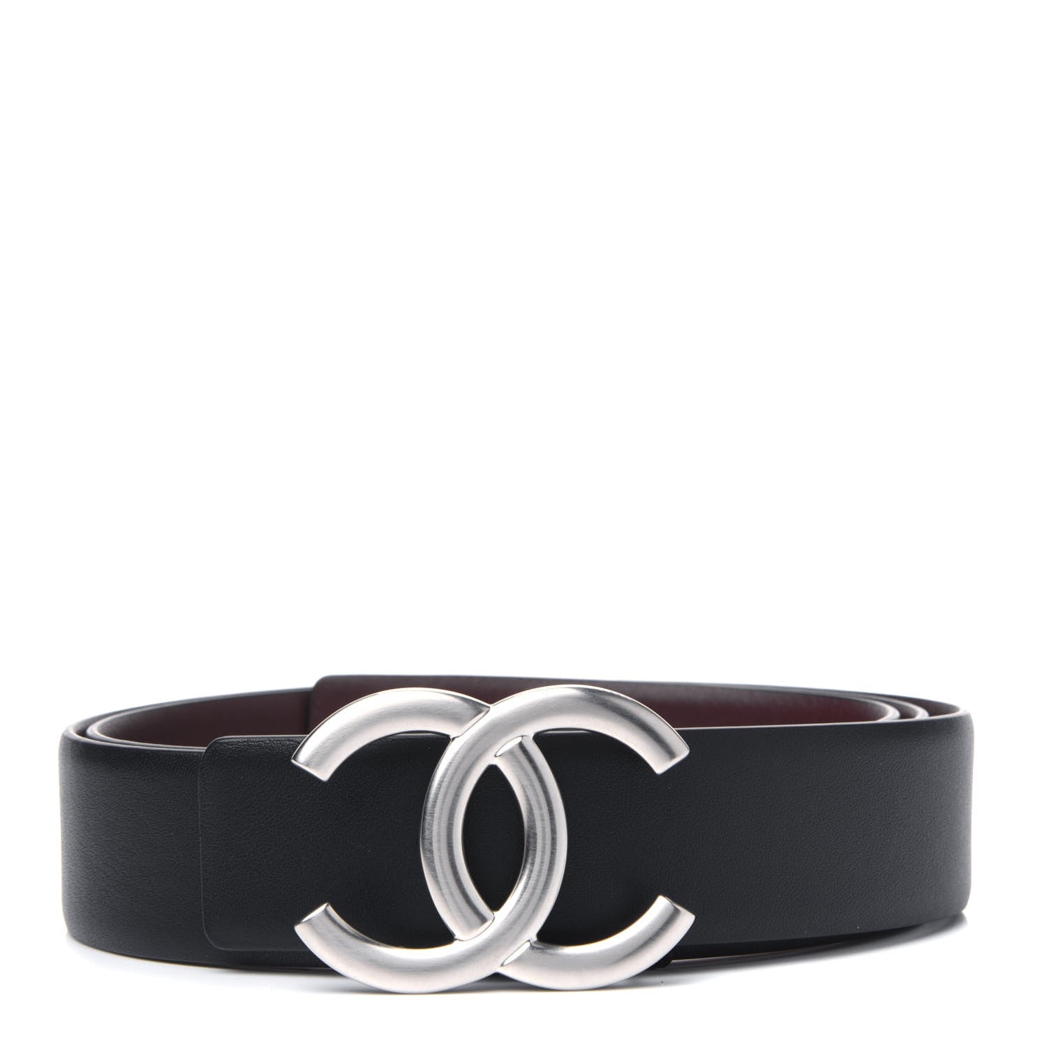 Chanel Calfskin CC Reversible Belt 85 34 Black Burgundy 1 of 5