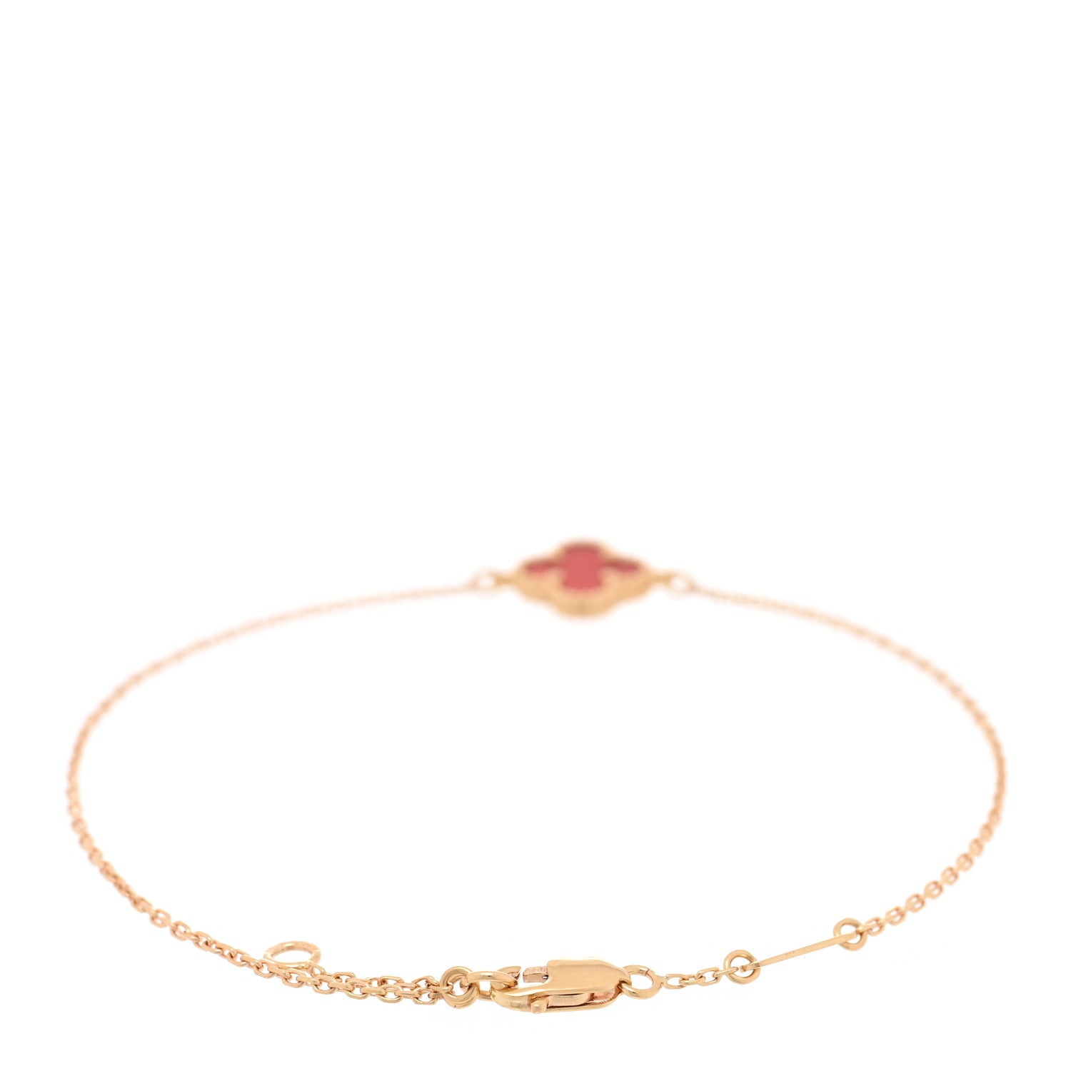 Van Cleef & Arpels 18K Rose Gold Carnelian Sweet Alhambra Bracelet 2 of 3