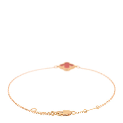 Van Cleef & Arpels 18K Rose Gold Carnelian Sweet Alhambra Bracelet 2 of 3