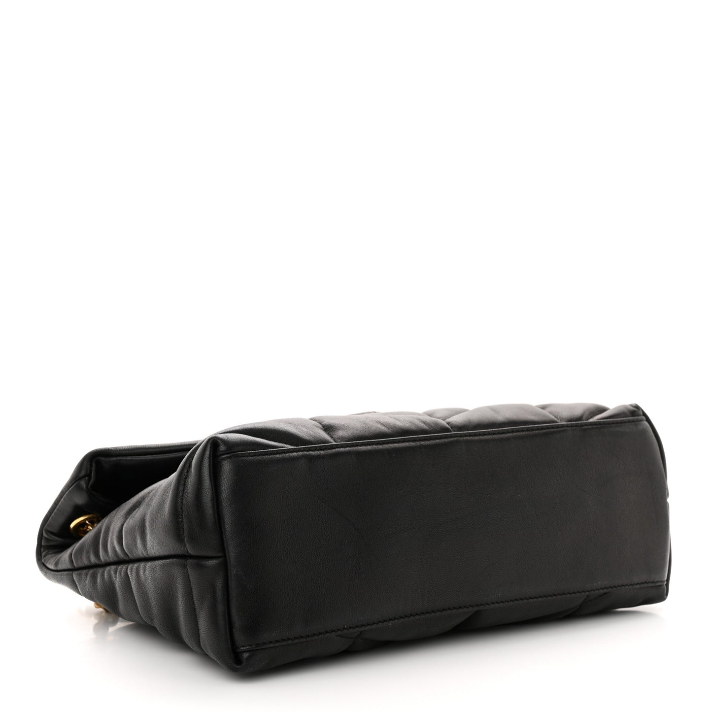 Lambskin Quilted Small Loulou Puffer Monogram Chain Satchel Black