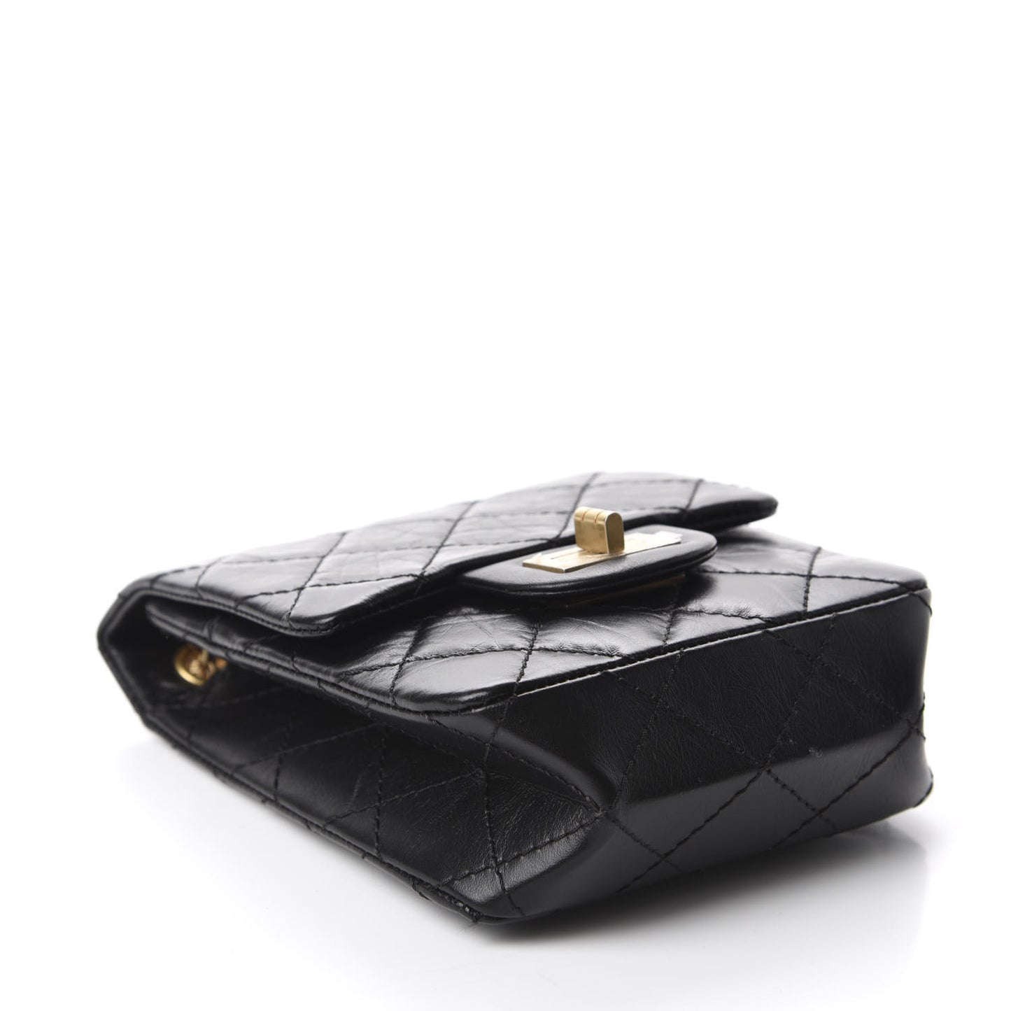 Aged Calfskin Quilted 2.55 Reissue Mini North South Flap Black