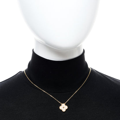Van Cleef & Arpels 18K Yellow Gold Diamond Vintage Alhambra Pendant Necklace 2 of 5