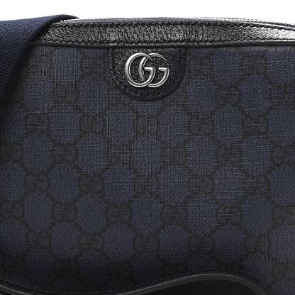 Gucci GG Supreme Monogram Textured Dollar Calfskin Web Ophidia Wristlet Shoulder Bag Black Blue 8 of 10