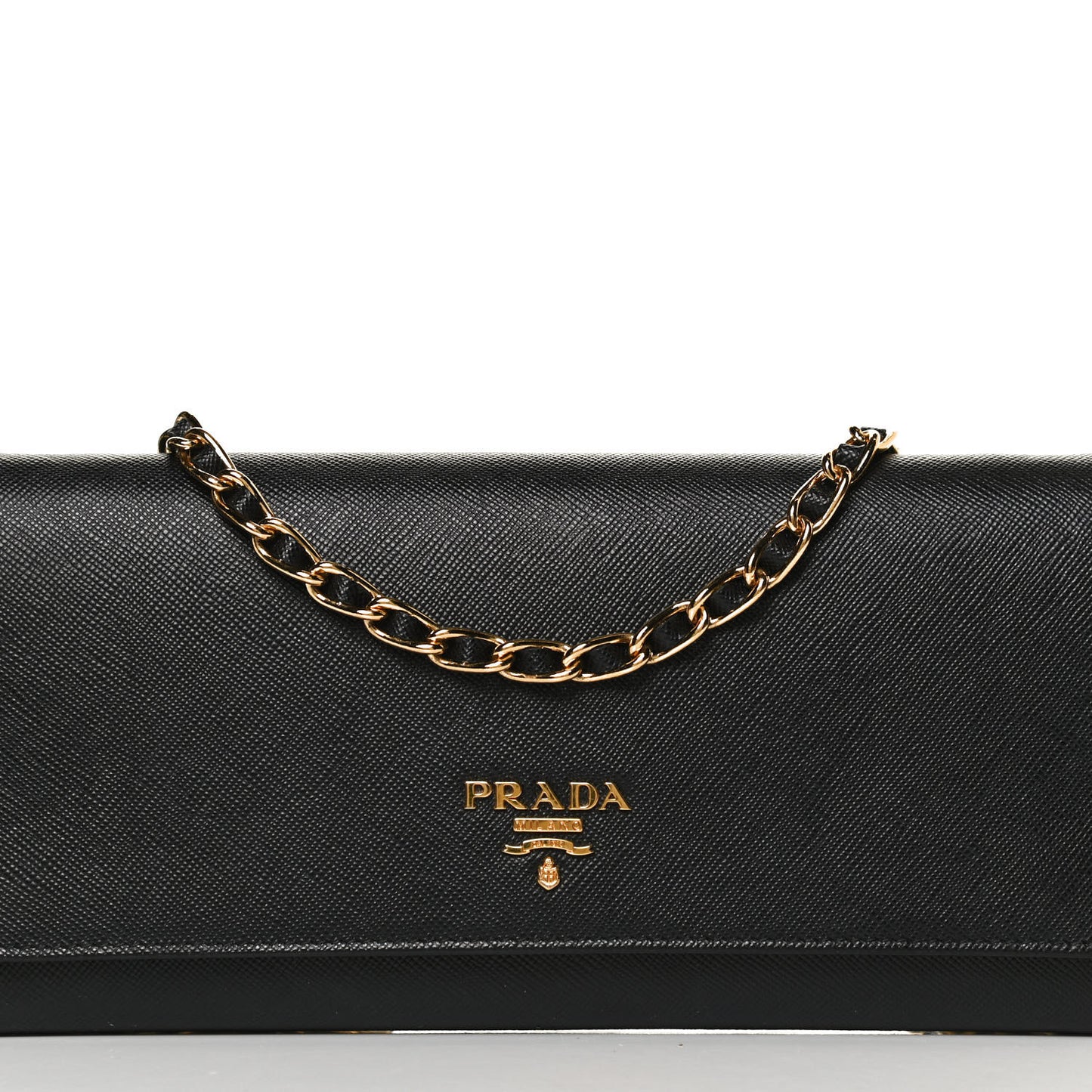 Saffiano Metal Oro Chain Wallet Black