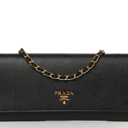 Prada Saffiano Metal Oro Chain Wallet Black 7 of 9