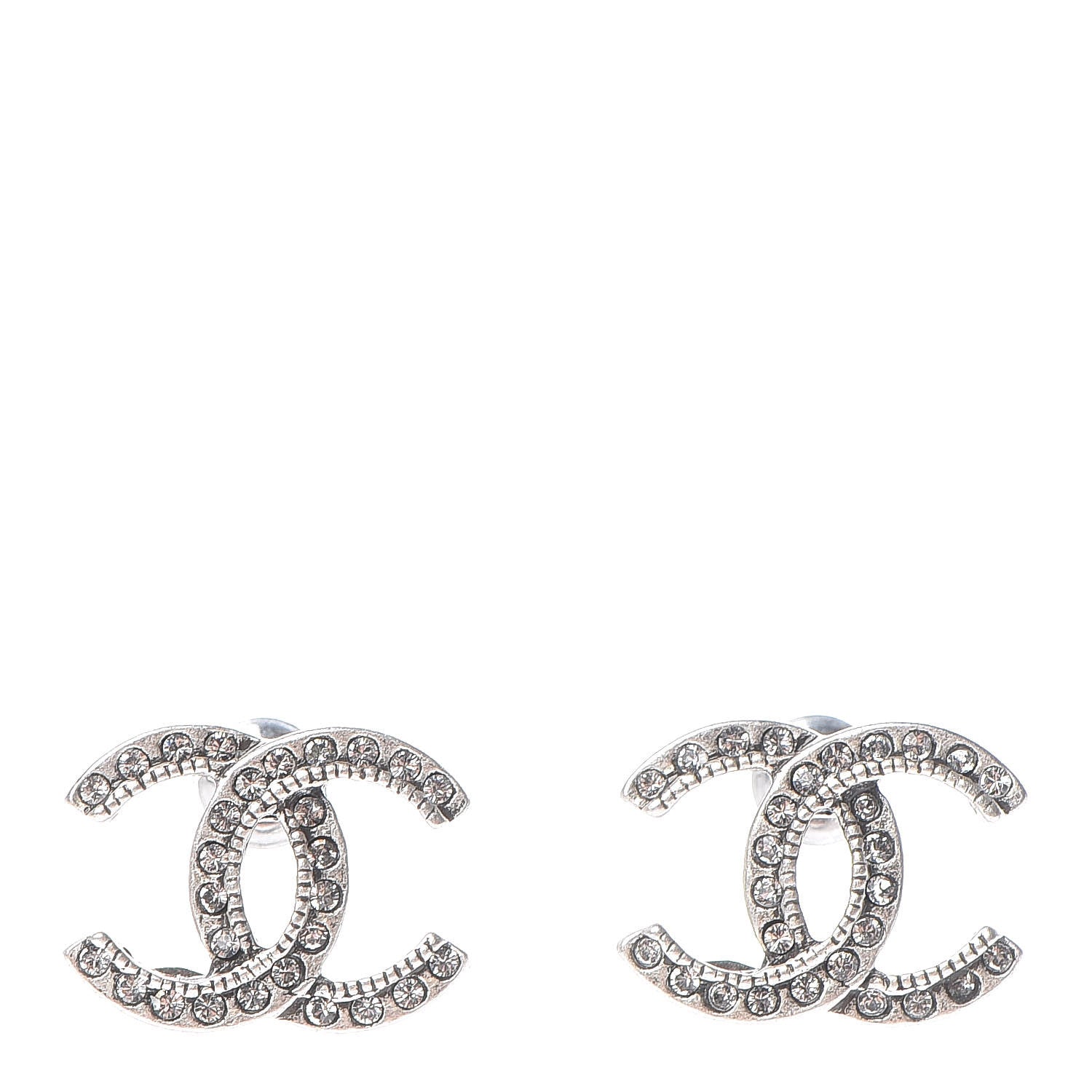Chanel Crystal CC Earrings Silver 1 of 5
