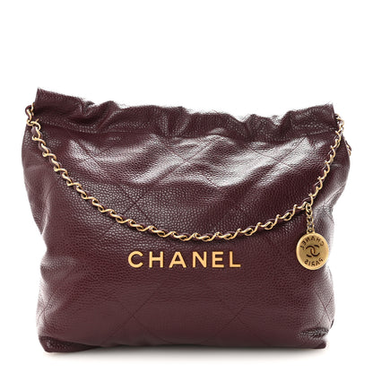 Chanel Caviar Quilted Small Chanel 22 Dark Burgundy 1 of 11