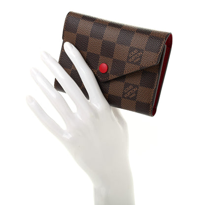 Louis Vuitton Damier Ebene Victorine Wallet Red 2 of 6