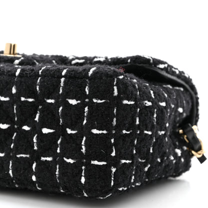 Chanel Tweed Quilted Mini Rectangular Flap Black White 10 of 10