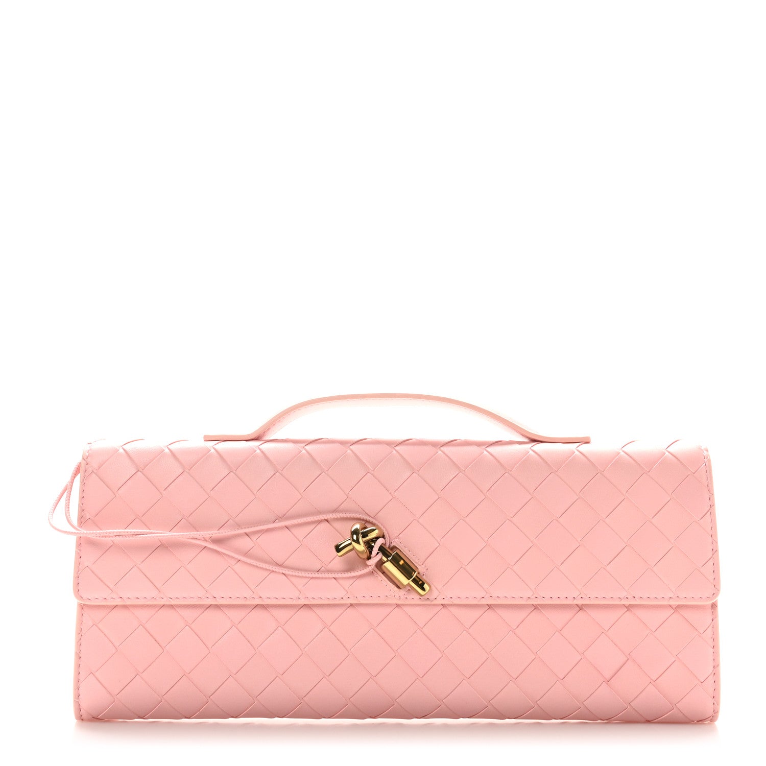 Bottega Veneta Nappa Intrecciato Long Andiamo Top Handle Clutch Rose 1 of 7