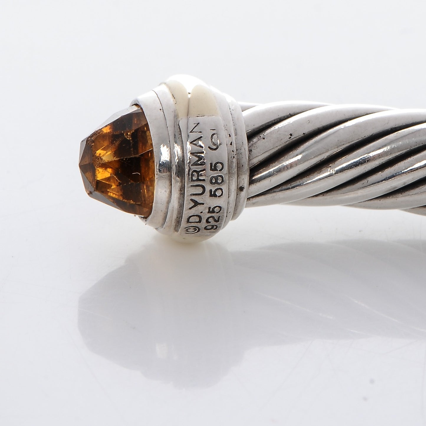 Sterling Silver 14K Yellow Gold Citrine 7mm Cable Classics Bracelet
