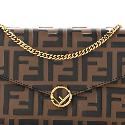Fendi Vitello Soft F is Fendi Bi-Color FF 1974 Embossed Envelope Wallet On Chain with Pouches Maya Black 9 of 12