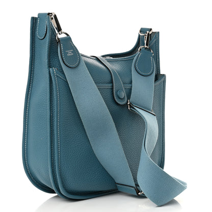 Hermes Taurillon Clemence EVELYNE III PM Blue Jean 3 of 11