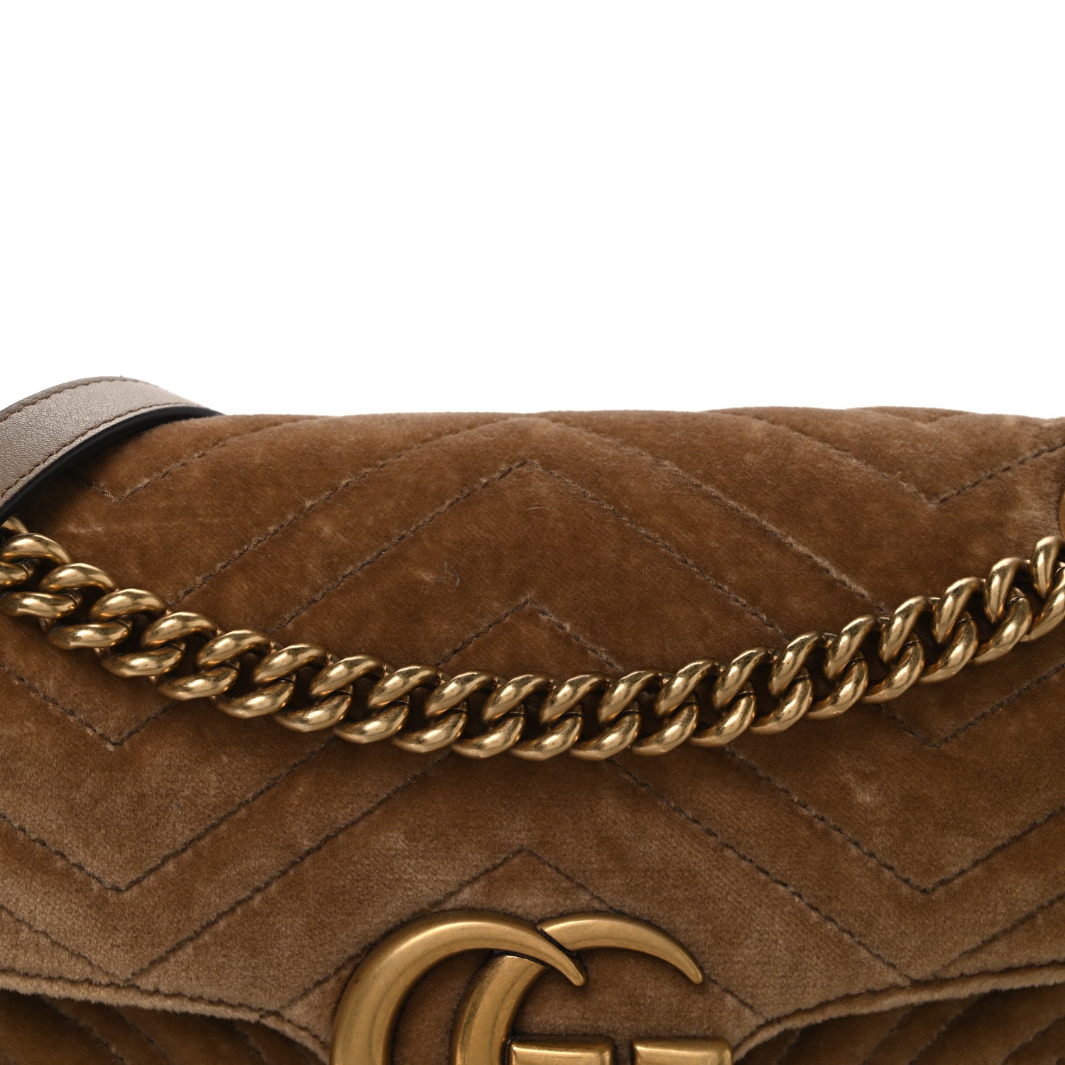 Gucci Velvet Matelasse Medium GG Marmont Shoulder Bag Taupe 8 of 10