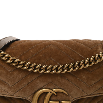 Gucci Velvet Matelasse Medium GG Marmont Shoulder Bag Taupe 8 of 10