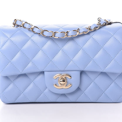 Chanel Lambskin Quilted Mini Rectangular Flap Light Blue 8 of 11