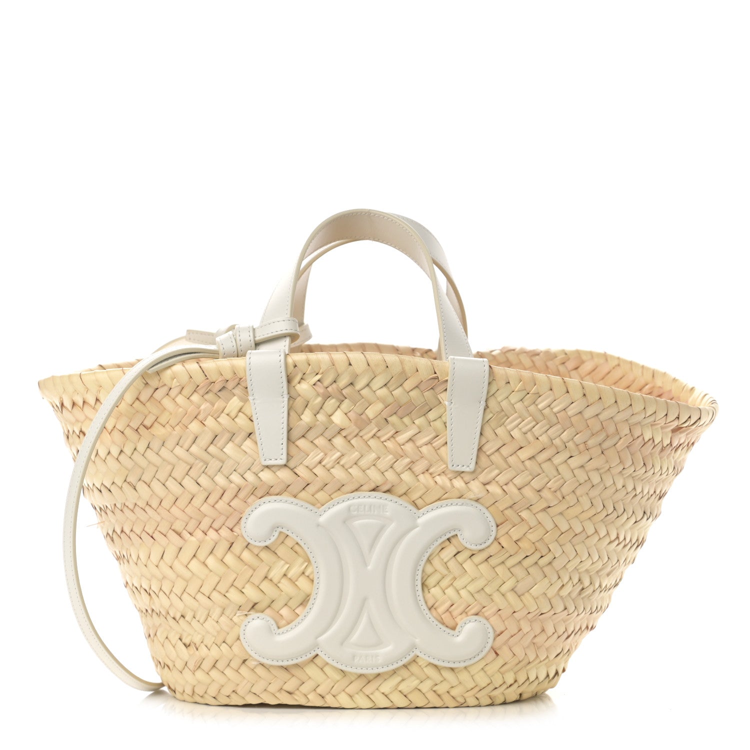 Celine Raffia Calfskin Triomphe Teen Panier White 1 of 11