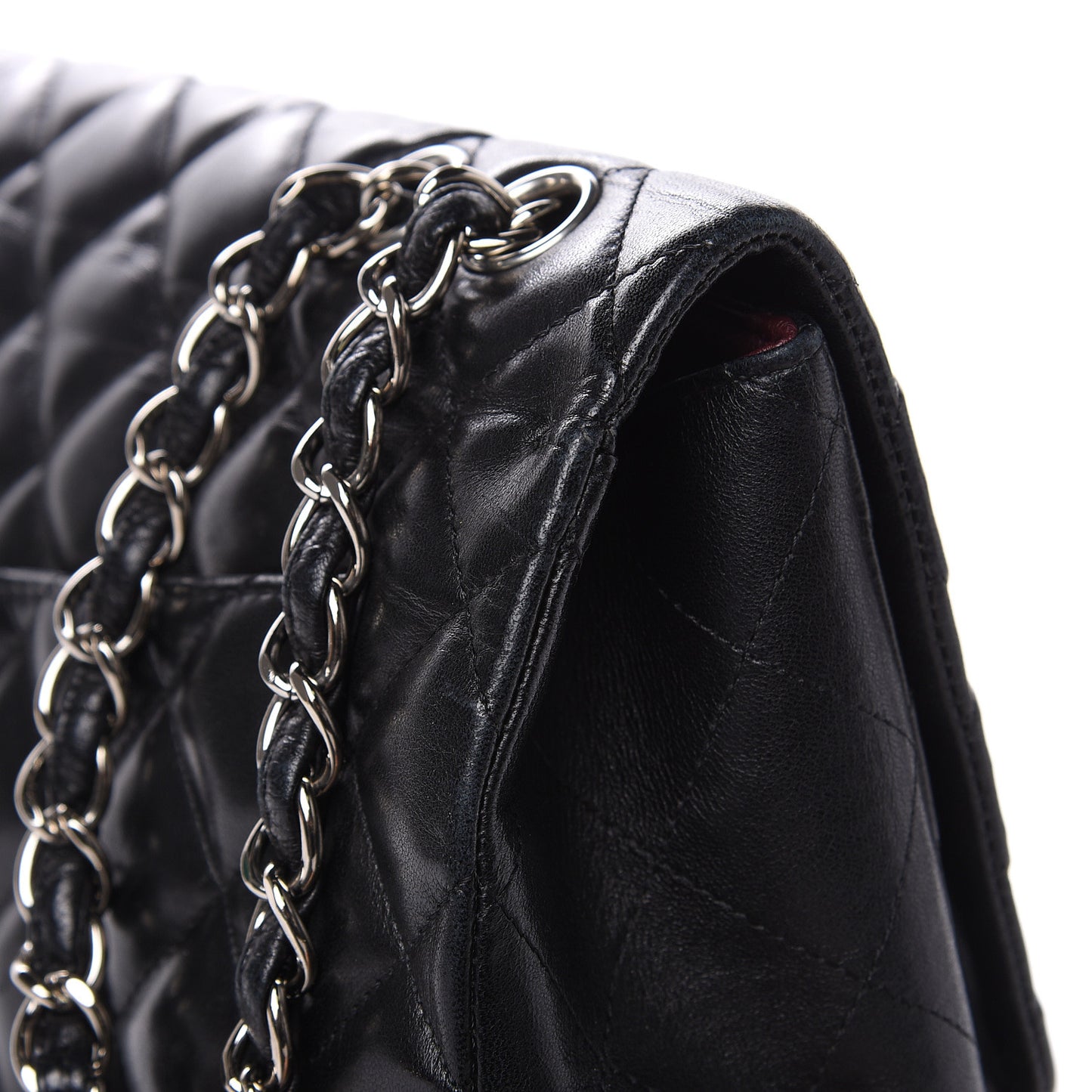 Lambskin Quilted Jumbo Single Flap Black
