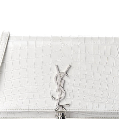 Saint Laurent Calfskin Crocodile Embossed Kate Monogram Tassel Chain Wallet Crema Soft 10 of 10