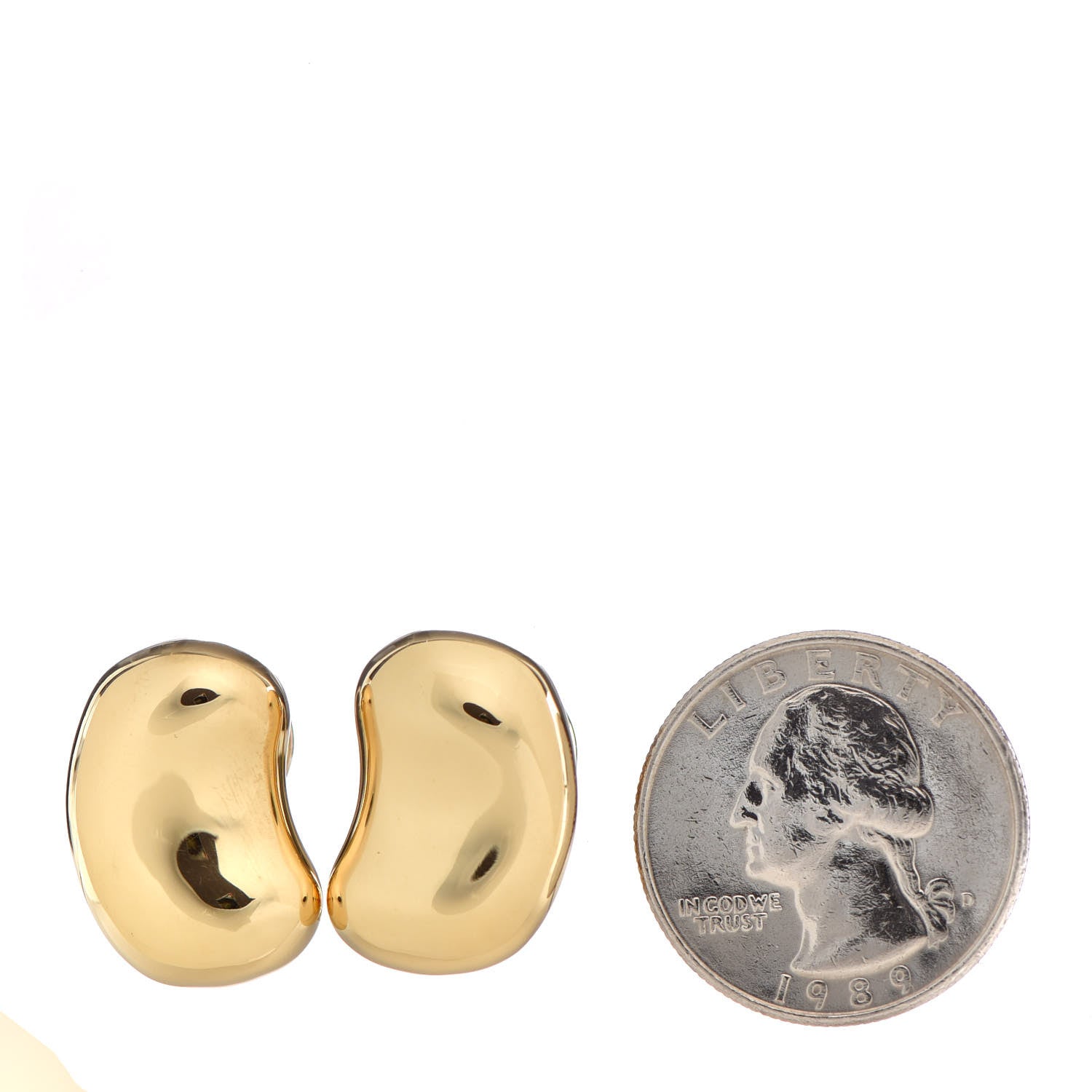 Tiffany 18K Yellow Gold 20mm Elsa Peretti Bean Design Clip-On Earrings 2 of 4