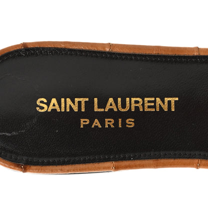 Saint Laurent Calfskin Crocodile Embossed Tribute 05 Slide Sandals  36 Brave Beige 7 of 11