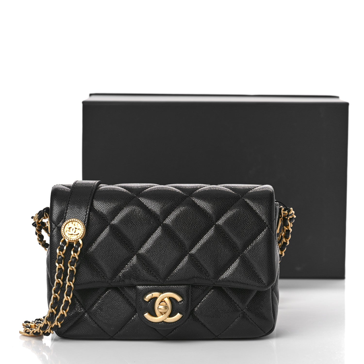 Chanel Caviar Quilted Small Twist Your Buttons Flap Black 10 of 10