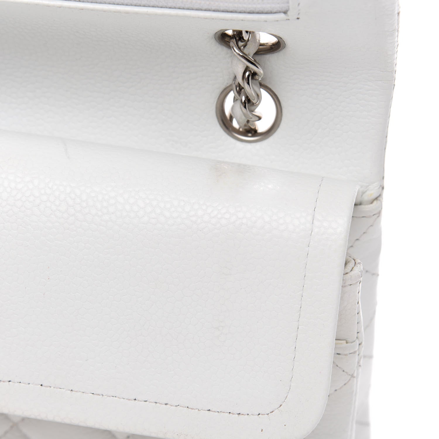 Chanel Caviar Quilted Medium Double Flap White 9 of 12