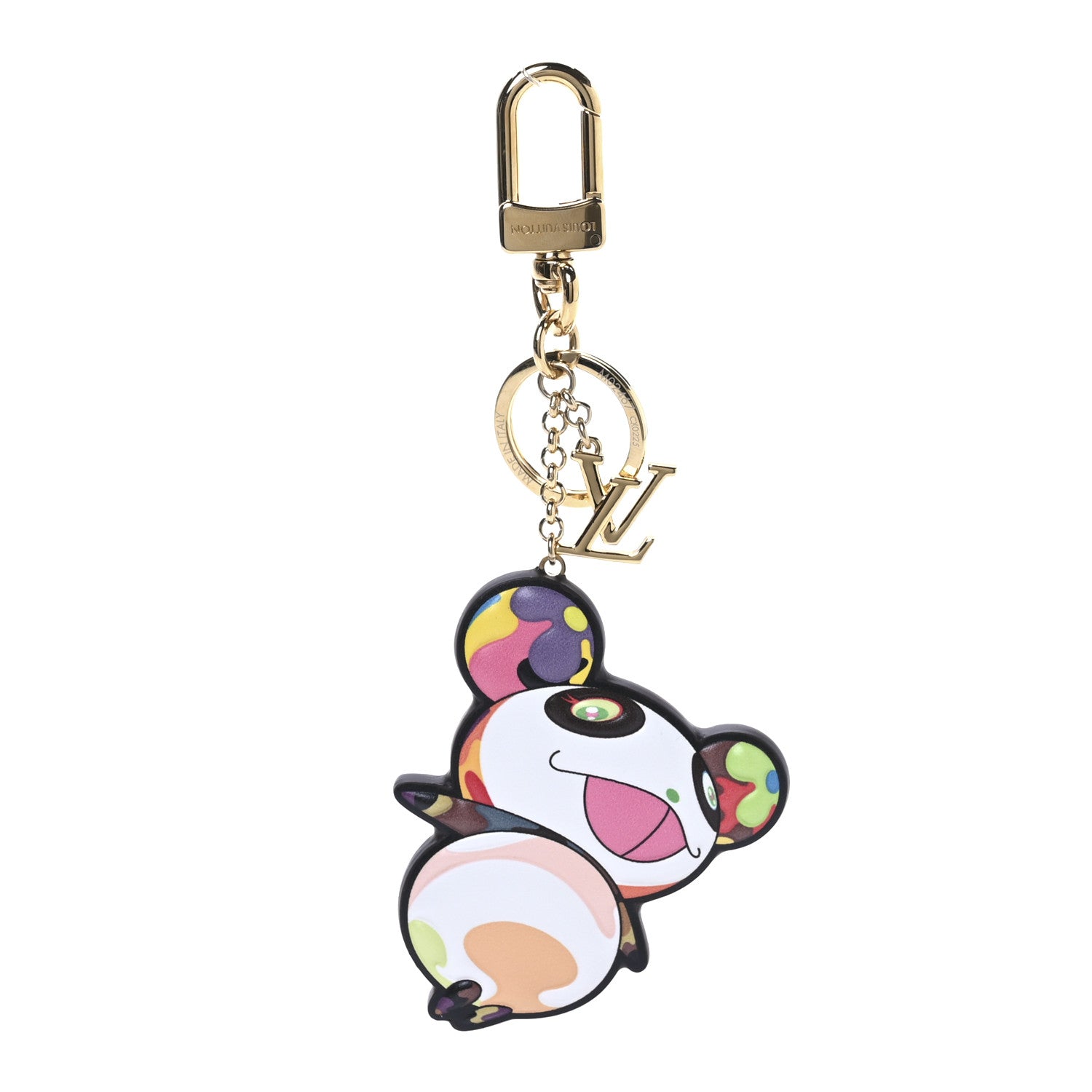 Louis Vuitton LV x TM Cowhide Monogram Superflat Panda Key Ring Bag Charm Multicolor 1 of 3