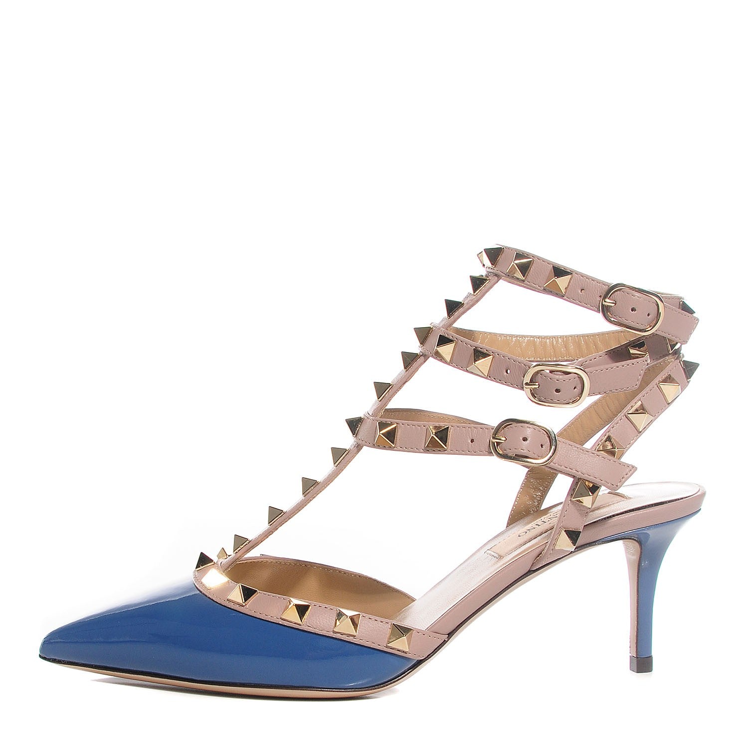 Valentino Garavani Patent Rockstud Ankle Strap 65mm Pumps 36 Indaco Poudre 1 of 7