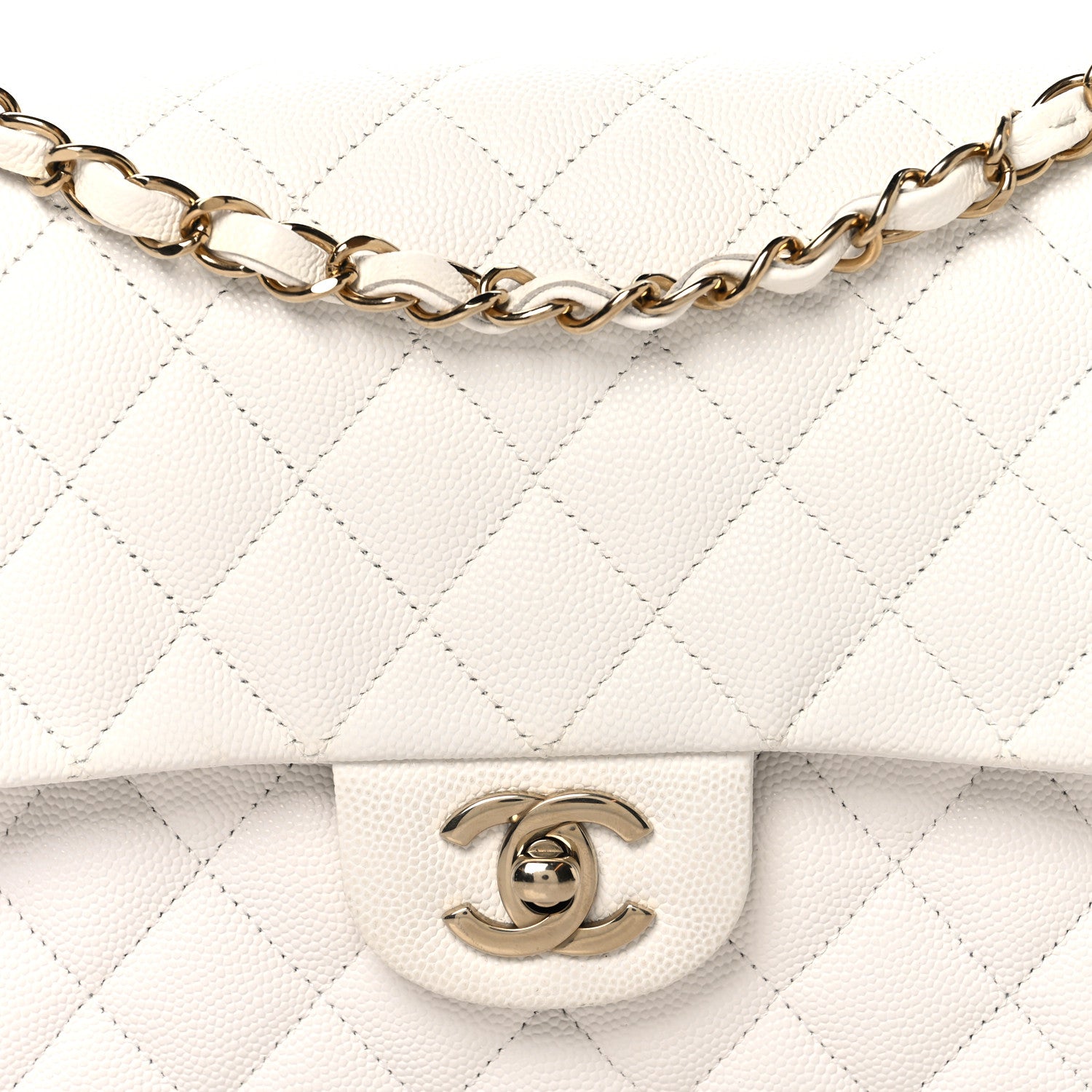 Chanel Caviar Quilted Medium Double Flap White 8 of 11