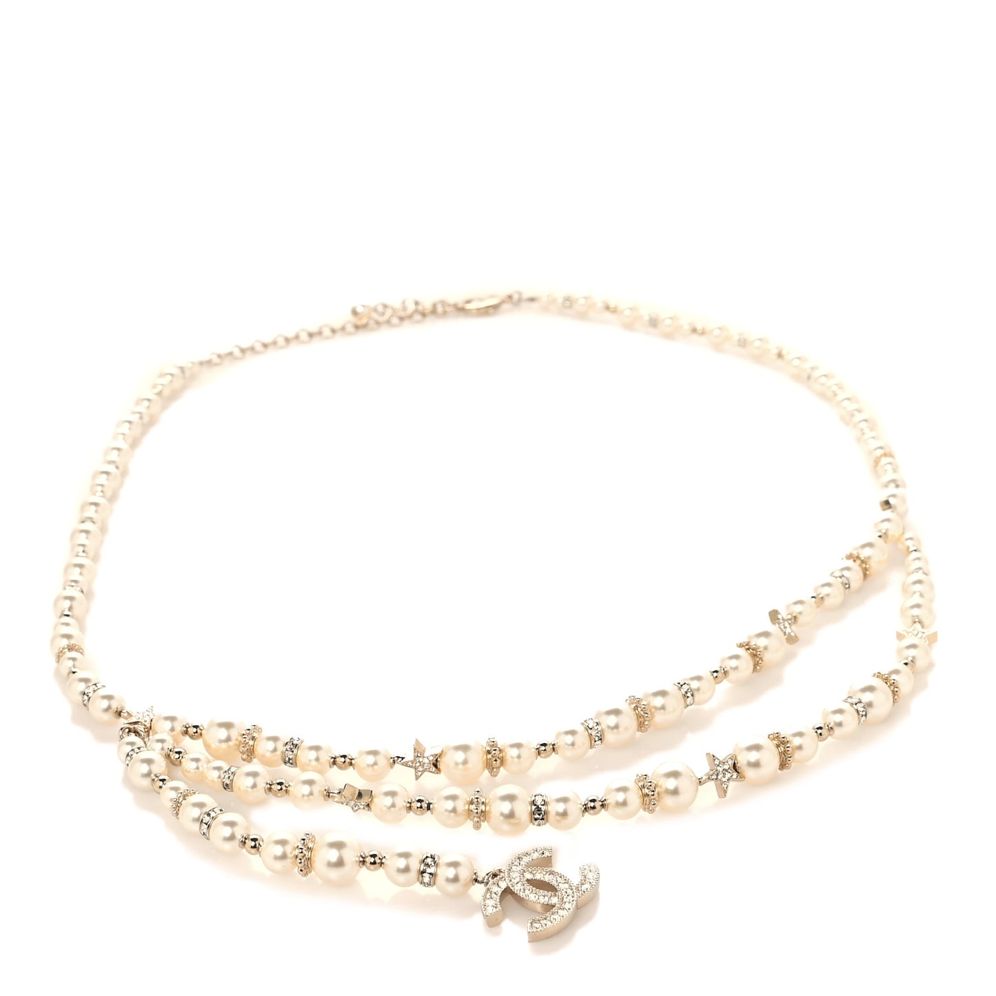 Pearl Crystal CC Star Belt 75 30 Gold Pearly White