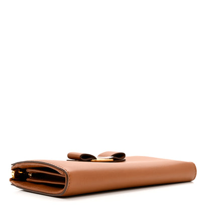 Salvatore Ferragamo Calfskin Vara Bow Zip Wallet Brown 4 of 7