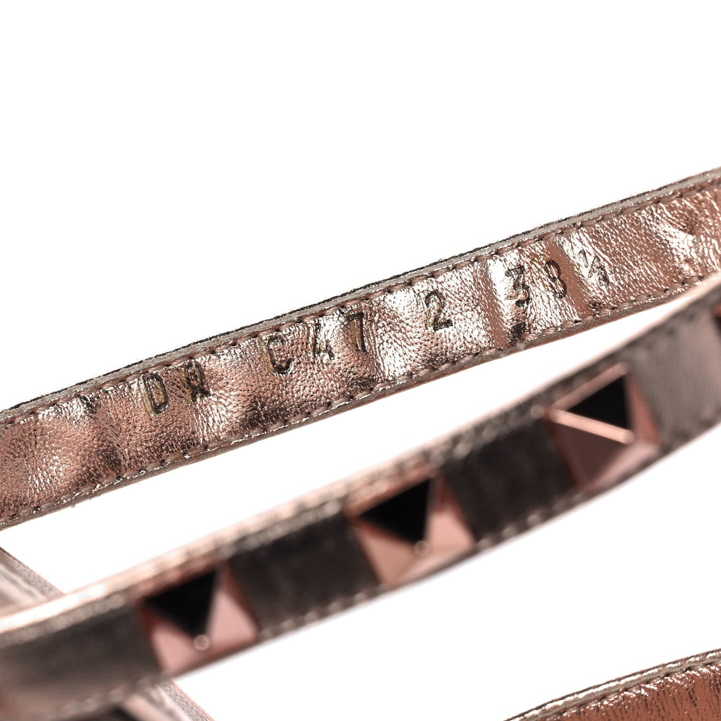 Metallic Nappa Rockstud 60mm Caged Slide Sandals 38.5 Rame