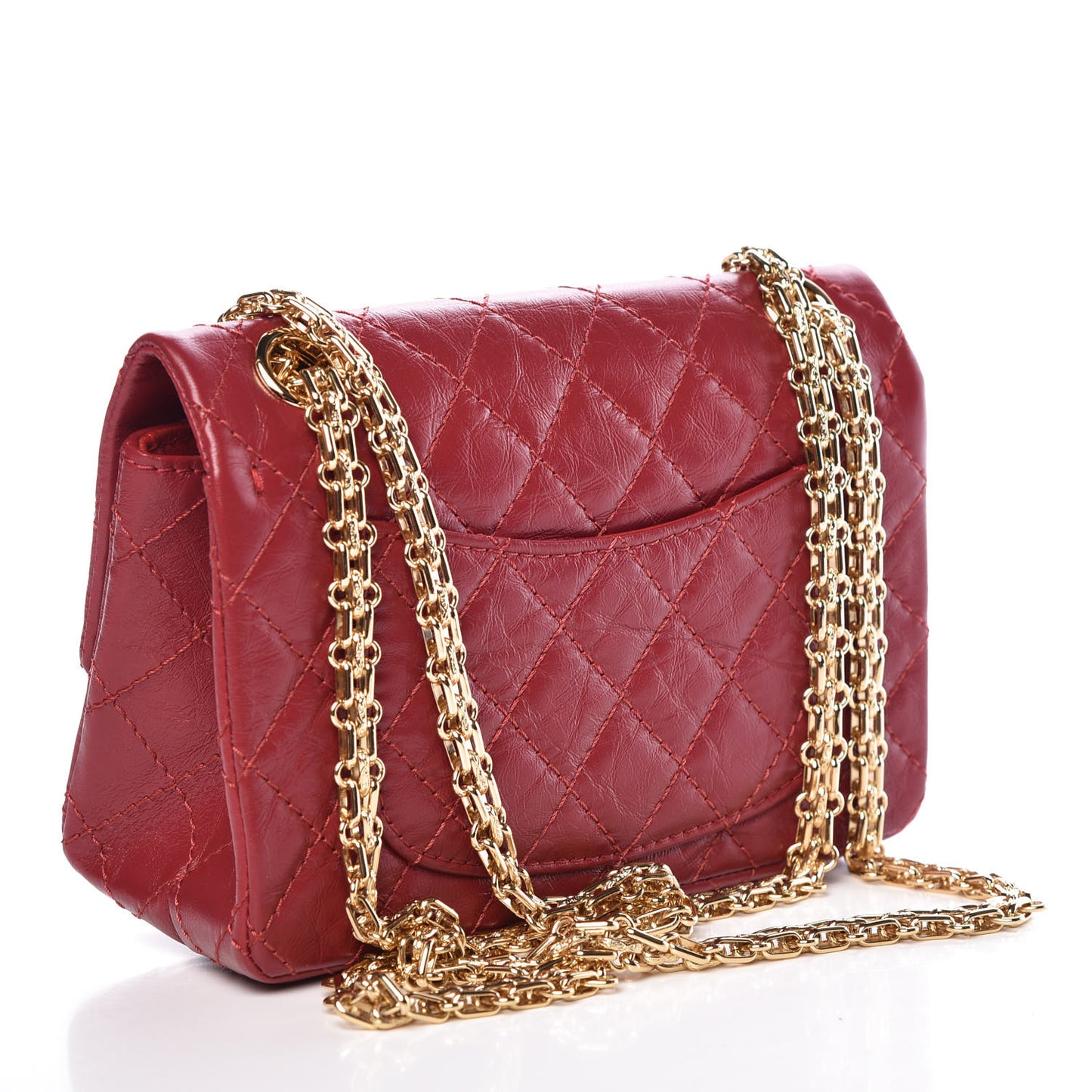 Aged Calfskin Quilted 2.55 Reissue Mini Flap Red