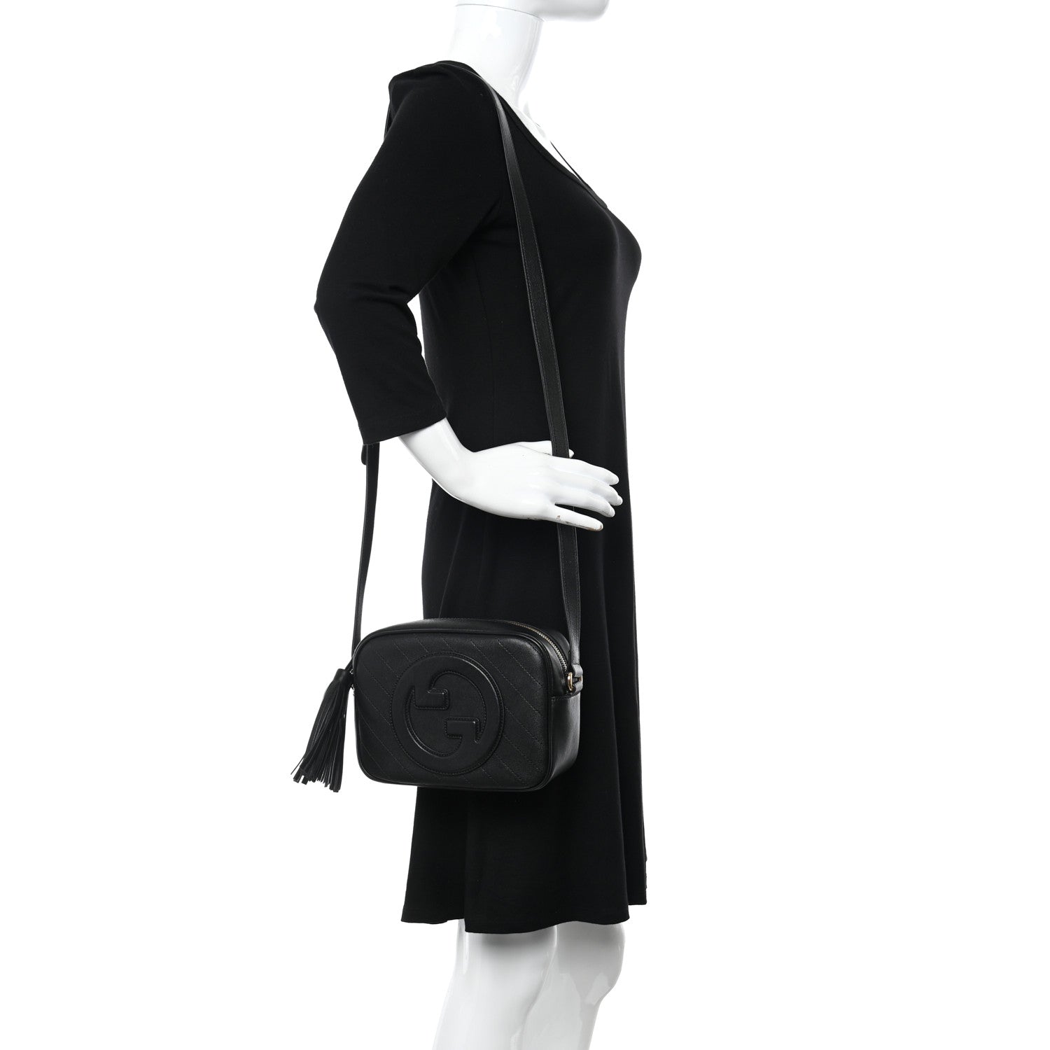 Gucci Sakai Be Green Calfskin Diagonal Stitched Small Blondie Shoulder Bag Black 2 of 10