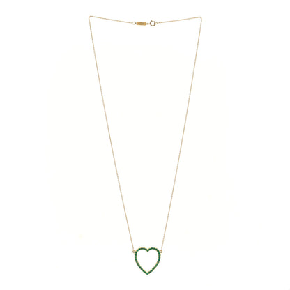 Jennifer Meyer 18K Yellow Gold Emerald Open Heart Pendant Necklace 3 of 7