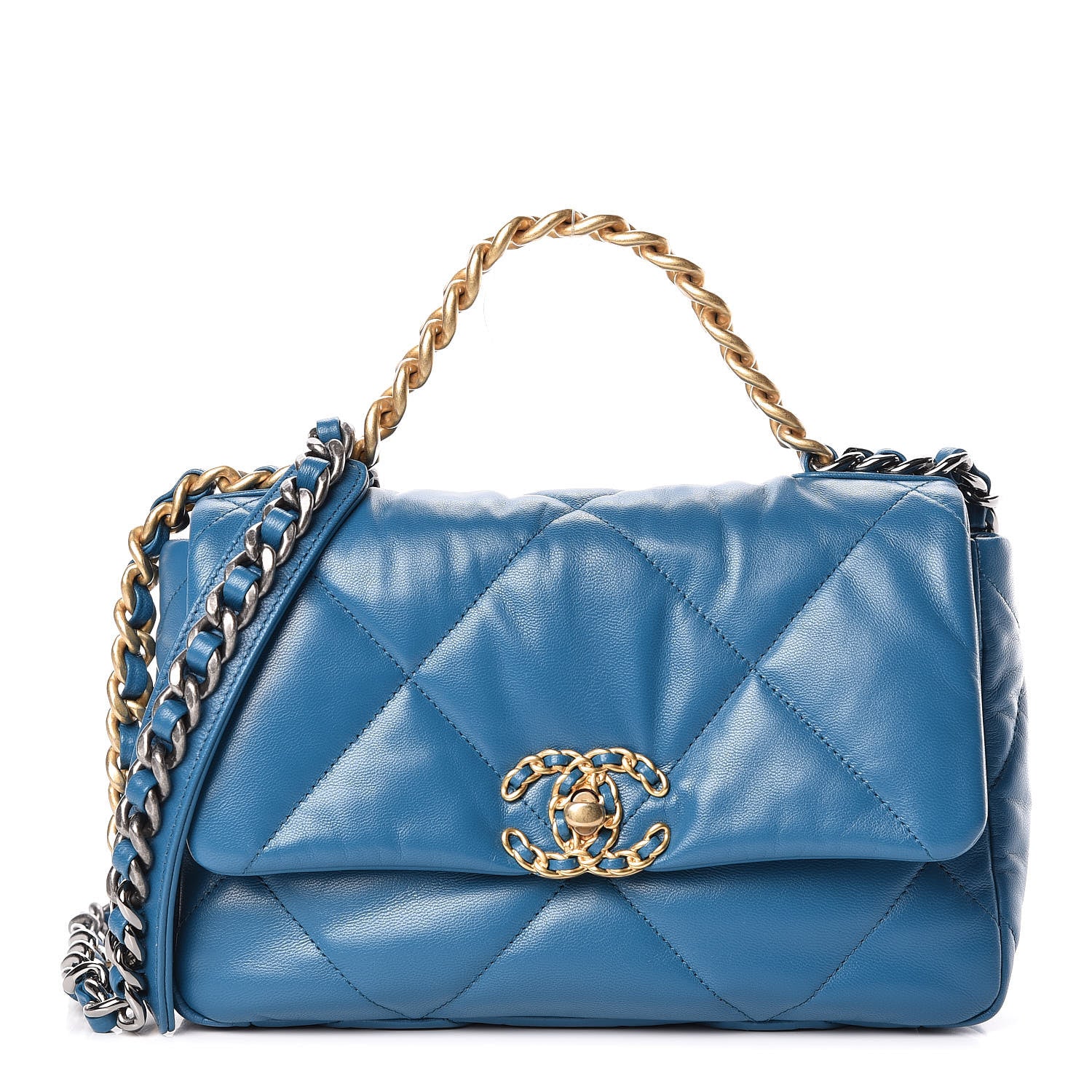 Chanel Goatskin Quilted Medium 19 Flap Turquoise 1 of 13