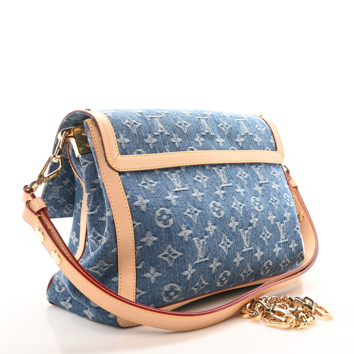Louis Vuitton Denim Monogram Dauphine Soft GM Blue 3 of 10