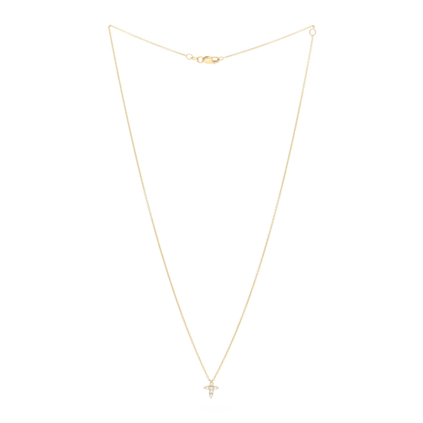 18K Yellow Gold Diamond Tiny Treasures Mini Cross Pendant Necklace