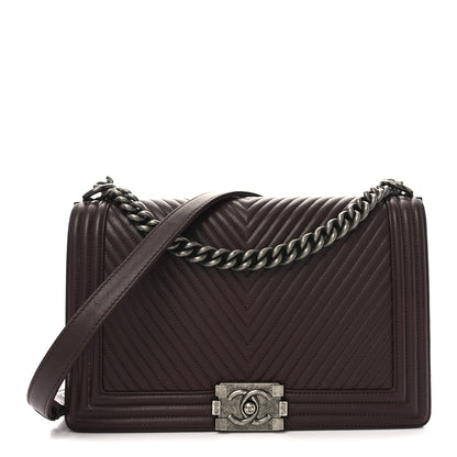 Chanel Calfskin Chevron Quilted New Medium Boy Flap Burgundy 1 of 10