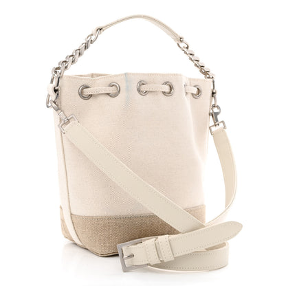 Saint Laurent Canvas Mini Chevron Bucket Bag Grigio 3 of 11