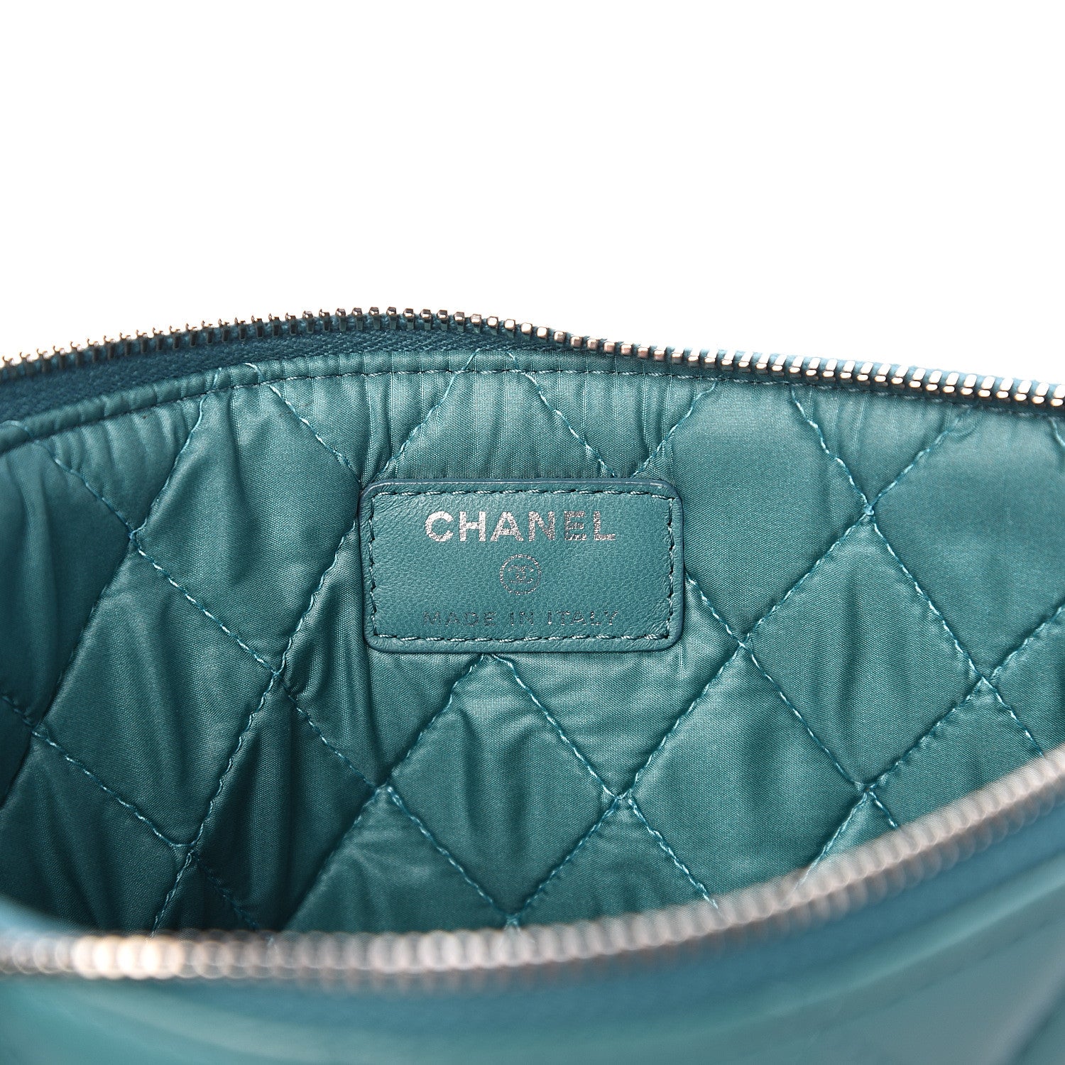 Chanel Lambskin Quilted Medium Cosmetic Case Turquoise 5 of 7