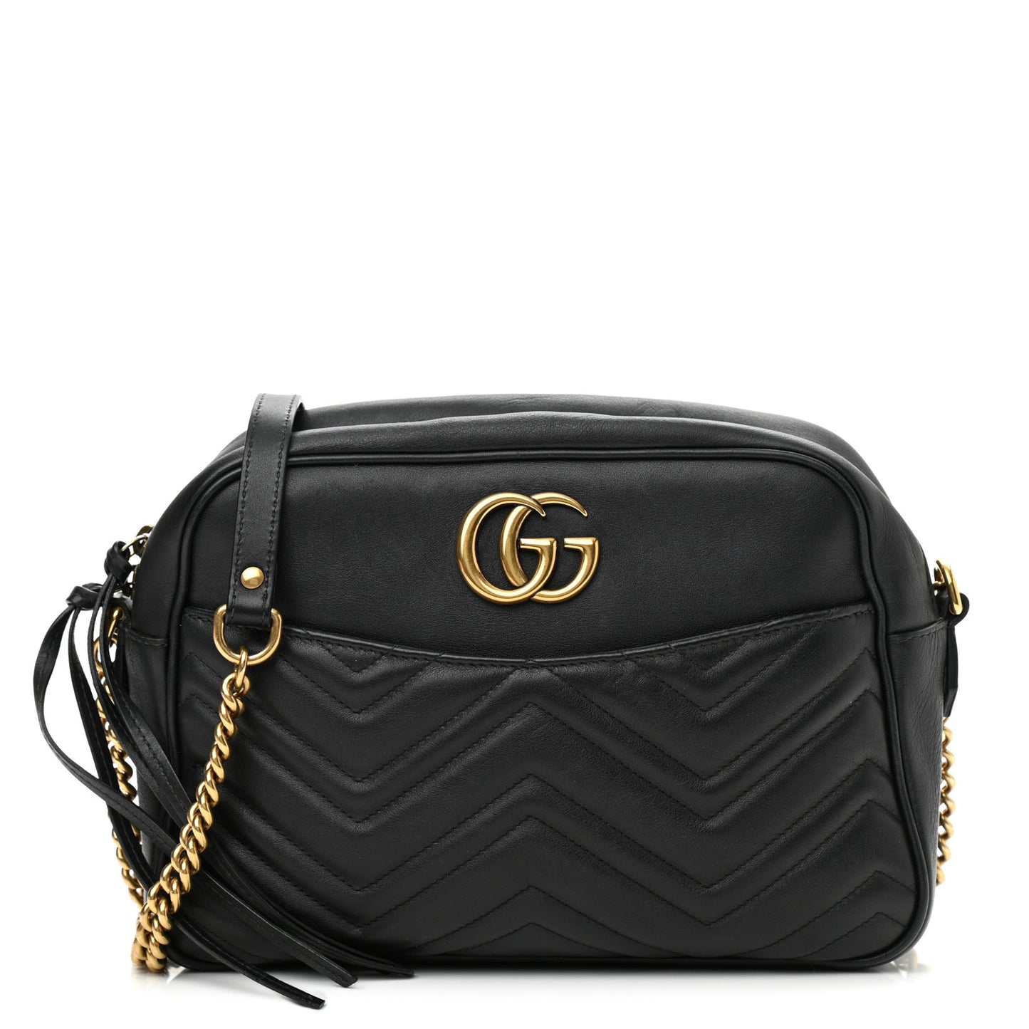 Calfskin Matelasse Medium GG Marmont Chain Shoulder Bag Black