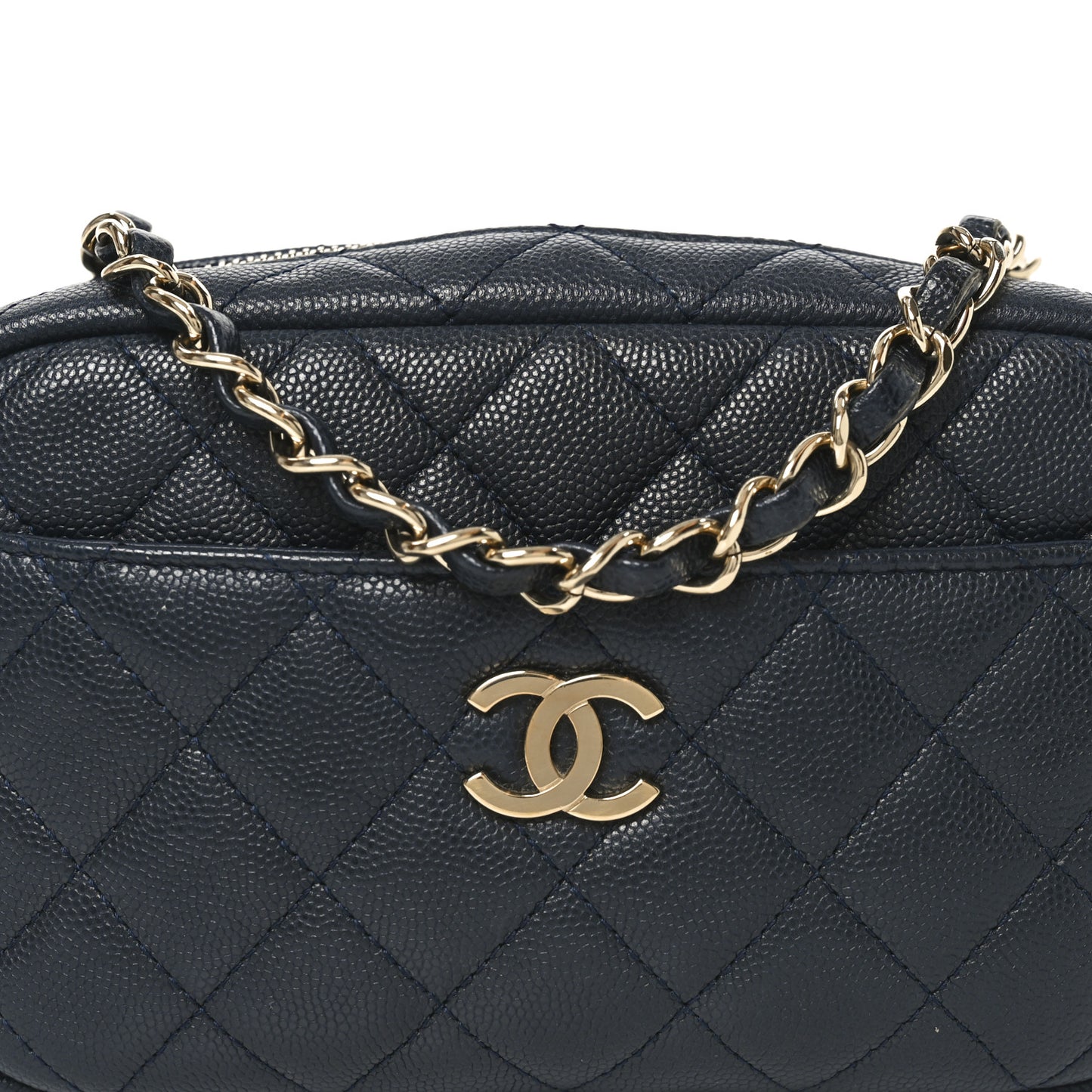 Caviar Quilted Camera Case Navy