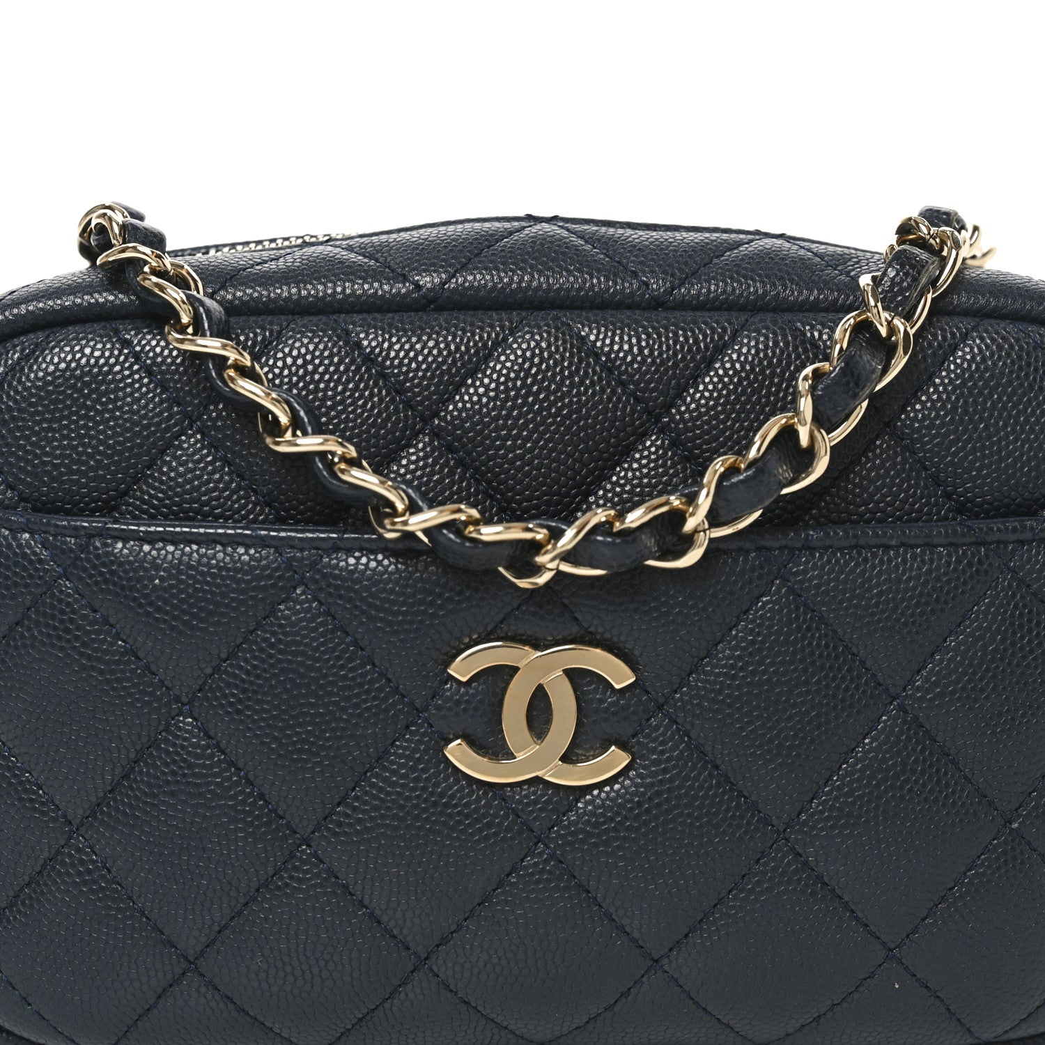 Chanel Caviar Quilted Camera Case Navy 8 of 10