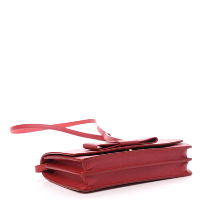 Prada Saffiano Fiocco Bow Flap Wallet Fuoco 4 of 13