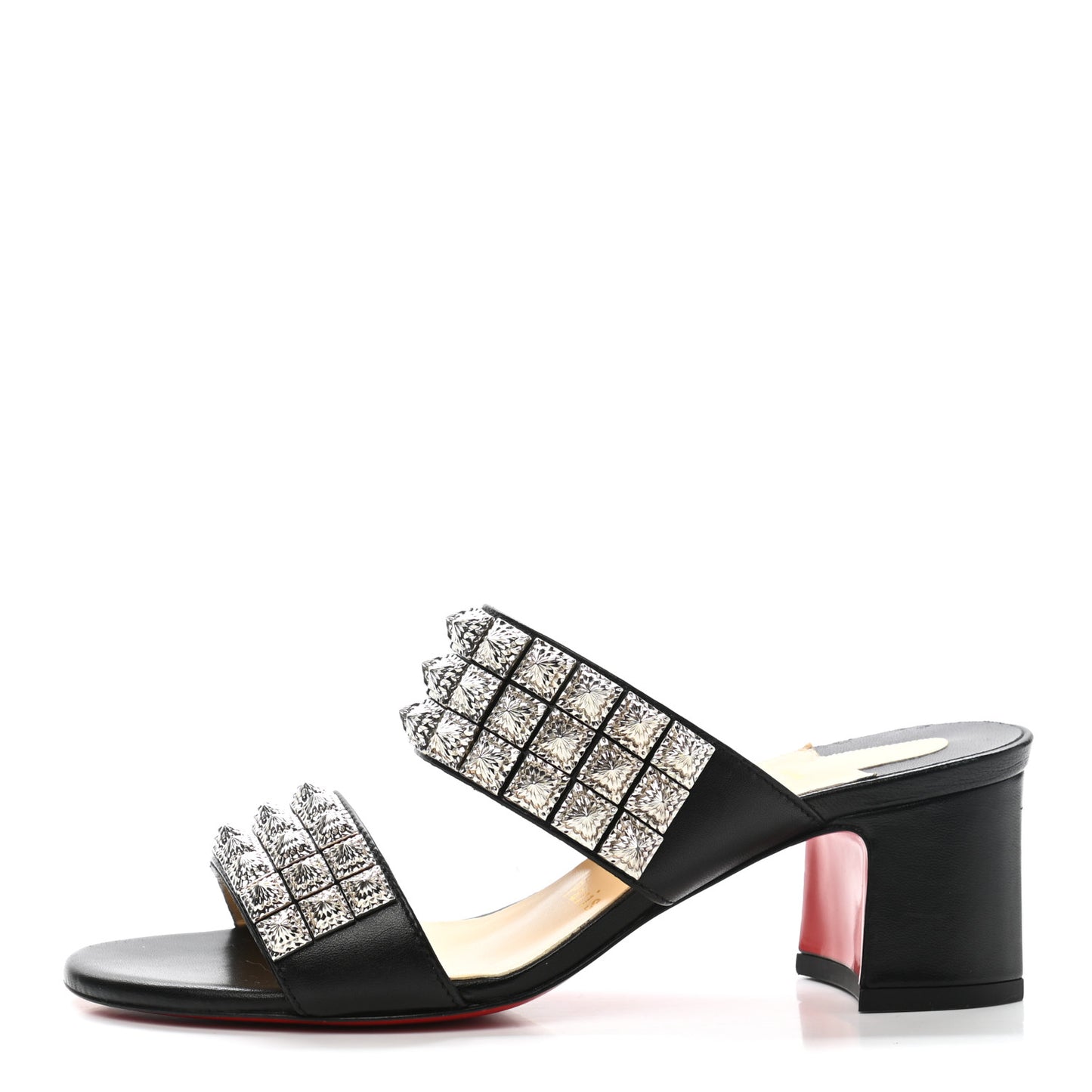 Calfskin Studded Tina Goes Mad 55 Slide Sandals 36 Black